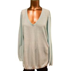 Gap Lightweight V-Neck Long Sleeve Tunic Sweater, Pale Aqua, Size M